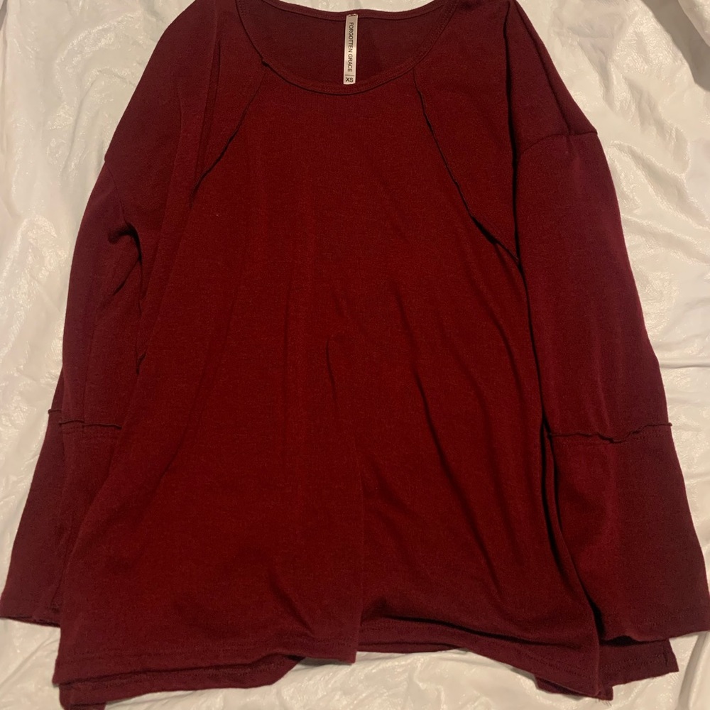 Forgotten Grace Oversized Maroon Shirt